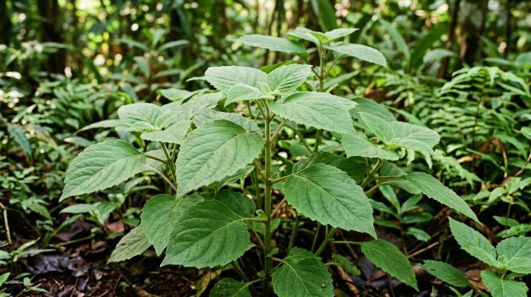 Patchouli plant foliage, the mint-family herb Pogostemon cablin that patchouli oil is distilled from