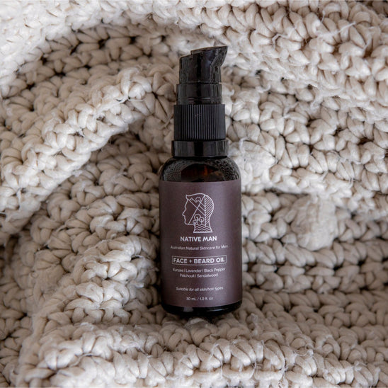 Native Man Face + Beard Oil styled